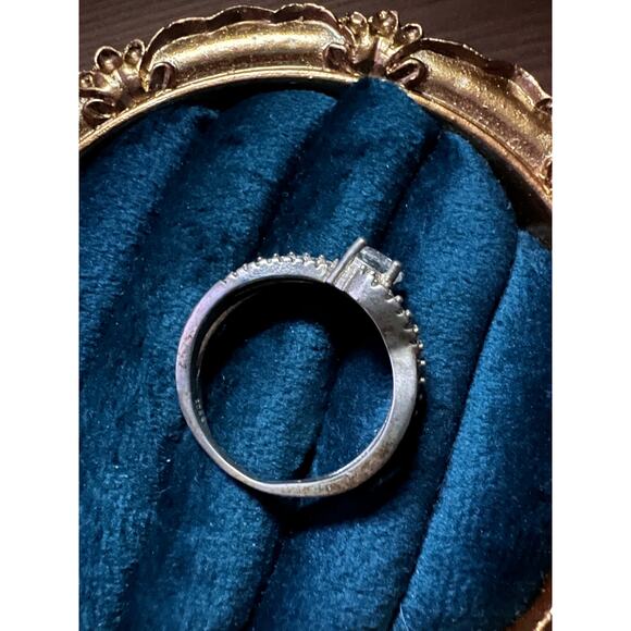 Size 10 Sterling Silver CZ Engagement Ring Twisted Pave Band S925 - Picture 5 of 8